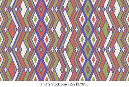 Aesthetic rhombus ethnic motifs vector geometric pattern. Mosaic chevron texture persian ornament. Fabric repeating pattern. Interior decor geo ornament. Ikat tribal design.