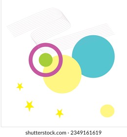Aesthetic risograph background design with circles and waves