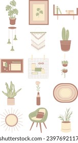 Aesthetic Room Decoration Illustration Set