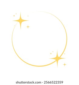 Aesthetic round star border frame. Flat decorative vector design isolated illustration.