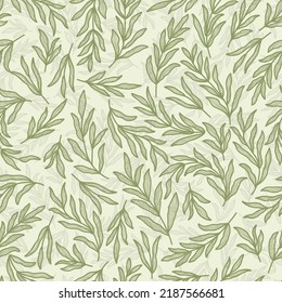 aesthetic rustic leaves with line texture seamless pattern