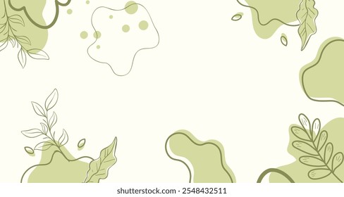 sálvia estética verde floral mão desenhada fundo. plano abstrato e simples fundo estético.