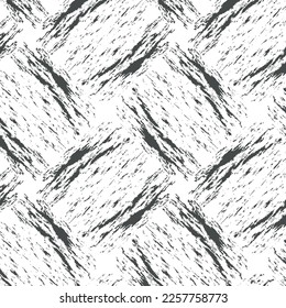 Aesthetic сontemporary seamless abstract pattern, charcoal drawing effect. Torn lines, chaotic brushstrokes isolated on white background. Minimalism