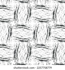 Aesthetic сontemporary seamless abstract pattern, charcoal drawing effect. Torn lines, chaotic brushstrokes isolated on white background. Minimalism