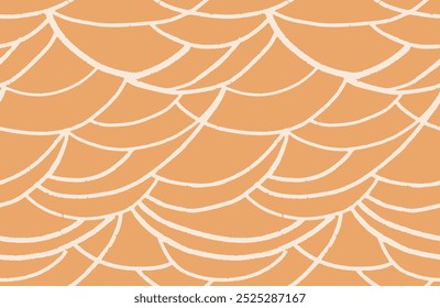 Patrón estético sin fisuras con Formas orgánicas abstractas sobre un fondo beige. Vector dibujado a mano boceto curvado líneas onduladas impresión. Ornamento sencillo contemporáneo minimalista.