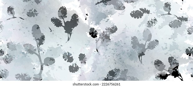 Patrón estético sin foco. Sale Árboles, Efecto Sello de arbustos. Patrón de hoja de árbol neutro. Superposición de color de agua de los puntos de textura. Fondo de escritorio de transparencia Diseño Rústico Moderno. Tejido Delicado De Fino.