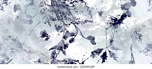 Aesthetic Seamless Pattern. Leaves Trees, Shrubs Stamp Effect. Neutral Tree Leaf Pattern. Texture Spots Watercolor Overlay. Transparency Wallpaper Rustic Modern Design. Fancy Delicate Fabric Textile.