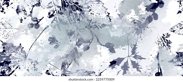 Aesthetic Seamless Pattern. Leaves Trees, Shrubs Stamp Effect. Neutral Tree Leaf Pattern. Texture Spots Watercolor Overlay. Transparency Wallpaper Rustic Modern Design. Fancy Delicate Fabric Textile.