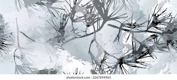 Aesthetic Seamless Pattern. Leaves Trees, Shrubs Stamp Effect. Neutral Tree Leaf Pattern. Texture Spots Watercolor Overlay. Transparency Wallpaper Rustic Modern Design. Fancy Delicate Fabric Textile.
