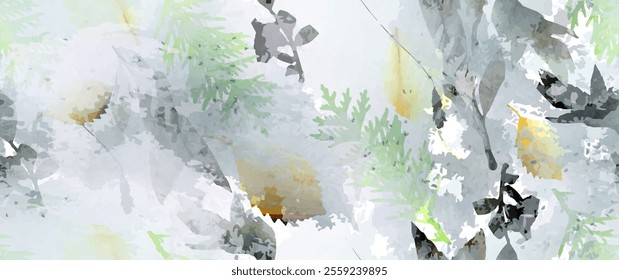 Aesthetic Seamless Pattern. Leaves Trees, Shrubs Stamp Effect. Neutral Tree Leaf Pattern. Texture Spots Watercolor Overlay. Transparency Wallpaper Rustic Modern Design. Fancy Delicate Fabric Textile.