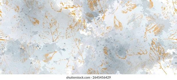 Aesthetic Seamless Pattern. Leaves Trees, Shrubs Stamp Effect. Neutral Tree Leaf Pattern. Texture Spots Watercolor Overlay. Transparency Wallpaper Rustic Modern Design. Fancy Delicate Fabric Textile.
