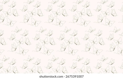 Patrón estético sin costuras con contornos de mariposa minimalistas. Simple, elegante y versátil para una variedad de proyectos creativos.