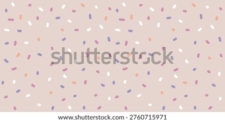 Aesthetic seamless pattern with soft pink sprinkles on neutral beige background