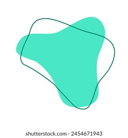 aesthetic shape with flat style for decoration your design. abstract shape with line. green blob with line decoration