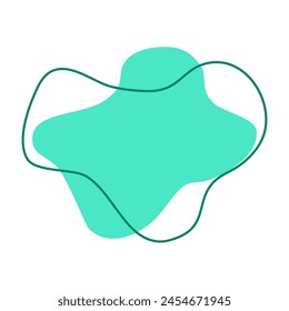 aesthetic shape with flat style for decoration your design. abstract shape with line. green blob with line decoration