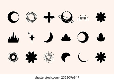 Aesthetic shapes and elements in blak color.