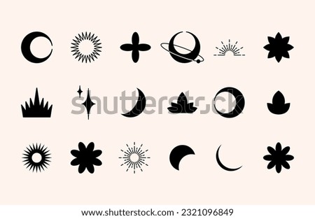 Aesthetic shapes and elements in blak color.