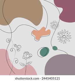 Aesthetic Shapes Vector Art Background, trendy linear frames, Aesthetic Abstract Shape Frame.