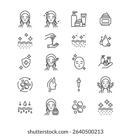 Aesthetic Skincare And Beauty Routine Icons Vector Illustration.