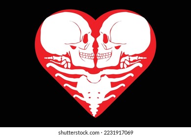 Aesthetic skull in love quotes inspirational vector design