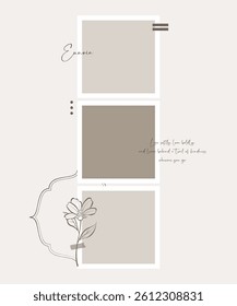 Aesthetic soft neutral collage frame with scrapbooking style
