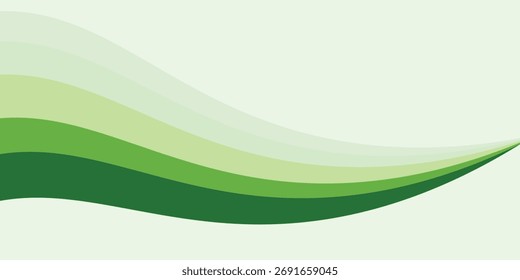 Aesthetic soft and smooth abstract background with gentle green wavy shapes. It evokes a sense of nature, freshness, and organic flow, perfect for eco-friendly themes, health and wellness promotions