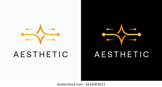 Aesthetic star connection vector logo design in star wave shape with luxury, clean and abstract style. Icon for business, cosmetics and beauty, spa and personal branding.