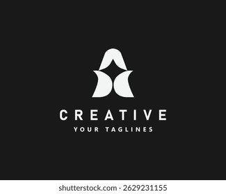 aesthetic star inside the triangle letter a symbol illustration