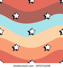 Aesthetic stars and strips background. Trendy girls pattern. Seamless pattern. Vector.