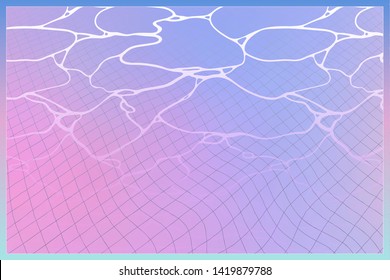 Aesthetic Swimming Pool And Reflect Ripple On Water Surface, Pastel Rainbow Pink And Violet Manga / Anime Art Style, Japanese Citypop Nostalgic Feeling