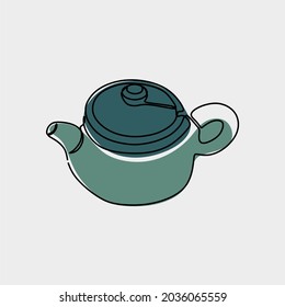 aesthetic teapot oneline continuous line art premium vector