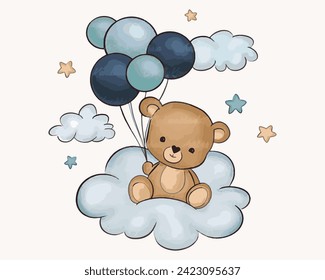 Ilustración vectorial de oso de peluche estético. Teddy vintage para San Valentín, tarjetas de felicitación. Ilustración de estilo vintage. Vector de osito de peluche sobre fondo blanco.