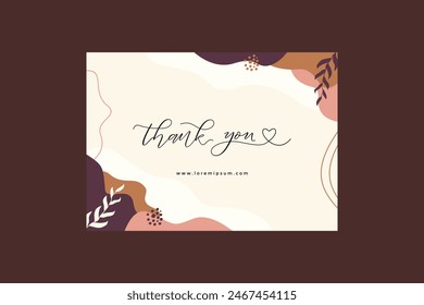 Aesthetic Thank You Card Template With Leaves