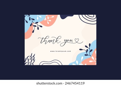 Aesthetic Thank You Card Template With Leaves