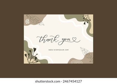 Aesthetic Thank You Card Template With Leaves