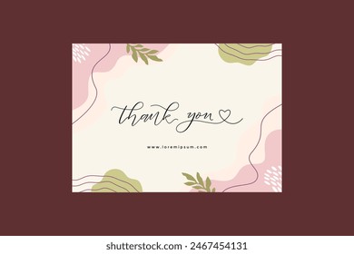 Aesthetic Thank You Card Template With Leaves