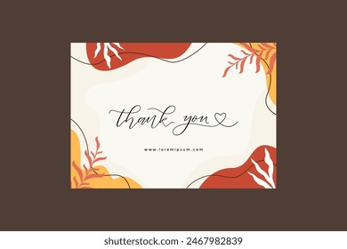 Aesthetic Thank You Card Template With Leaves