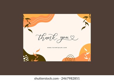 Aesthetic Thank You Card Template With Leaves