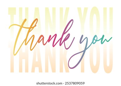 Aesthetic Thank You Card Template, Hand drawn Thank You lettering in colorful flat style, Vector phrase design for card or banner, colorful