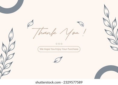 Aesthetic thank you for your order design with leaves ornament. Business thank you customer card