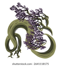 Aesthetic tree illustration design with branches pointing sideways