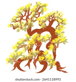 Aesthetic tree illustration design with bright colors