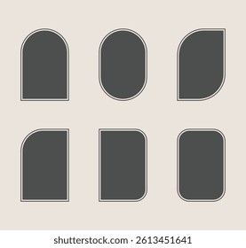 Aesthetic trendy boho style frames graphic elements design.