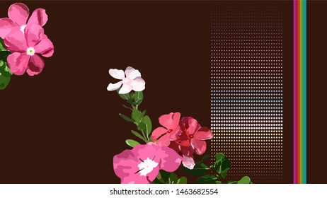 Aesthetic tropical flowers template design, retro vintage style from VHS era, tint - pastel brown and pink color palette, nostalgic feelings