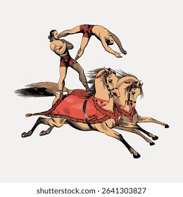 Aesthetic two acrobats, isolated vector element.