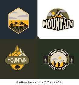 AESTHETIC AND UNIQUE MOUNTAIN LOGO WITH VORMAT Vector