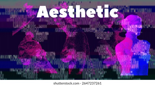 Aesthetic Vaporwave Stippling Illustration of Venus with Retro-Futuristic Digital Art Style