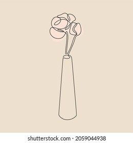Aesthetic vase flower botanical oneline continuous line art
