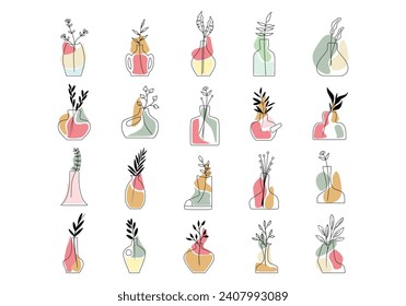 Aesthetic Vase Line Art Set