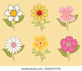 Aesthetic vector flowers design collection 